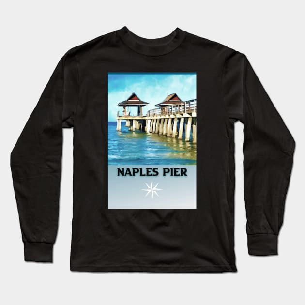 Naples Pier Travel Florida Long Sleeve T-Shirt by ArtisticEnvironments